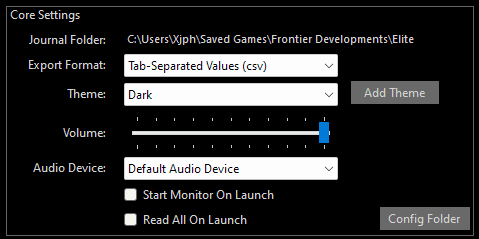 Core Settings Panel