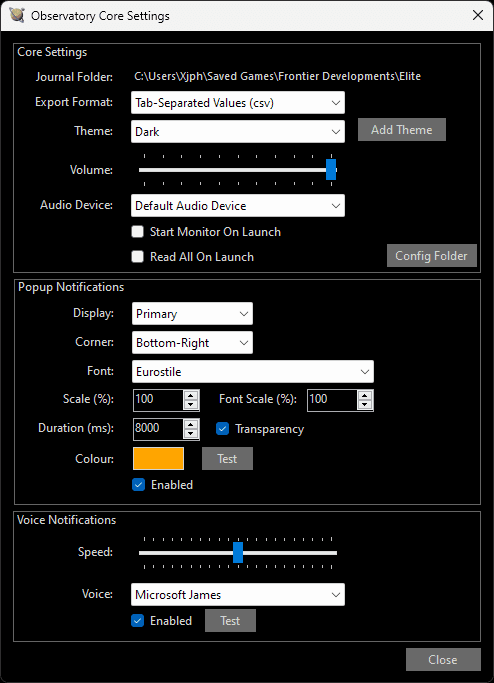 Core Settings