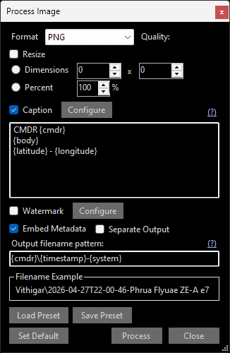 Photographer process window.