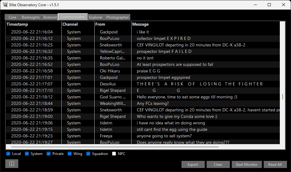 Communicator main panel.