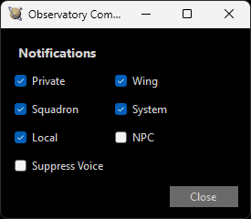 Communicator settings windows.